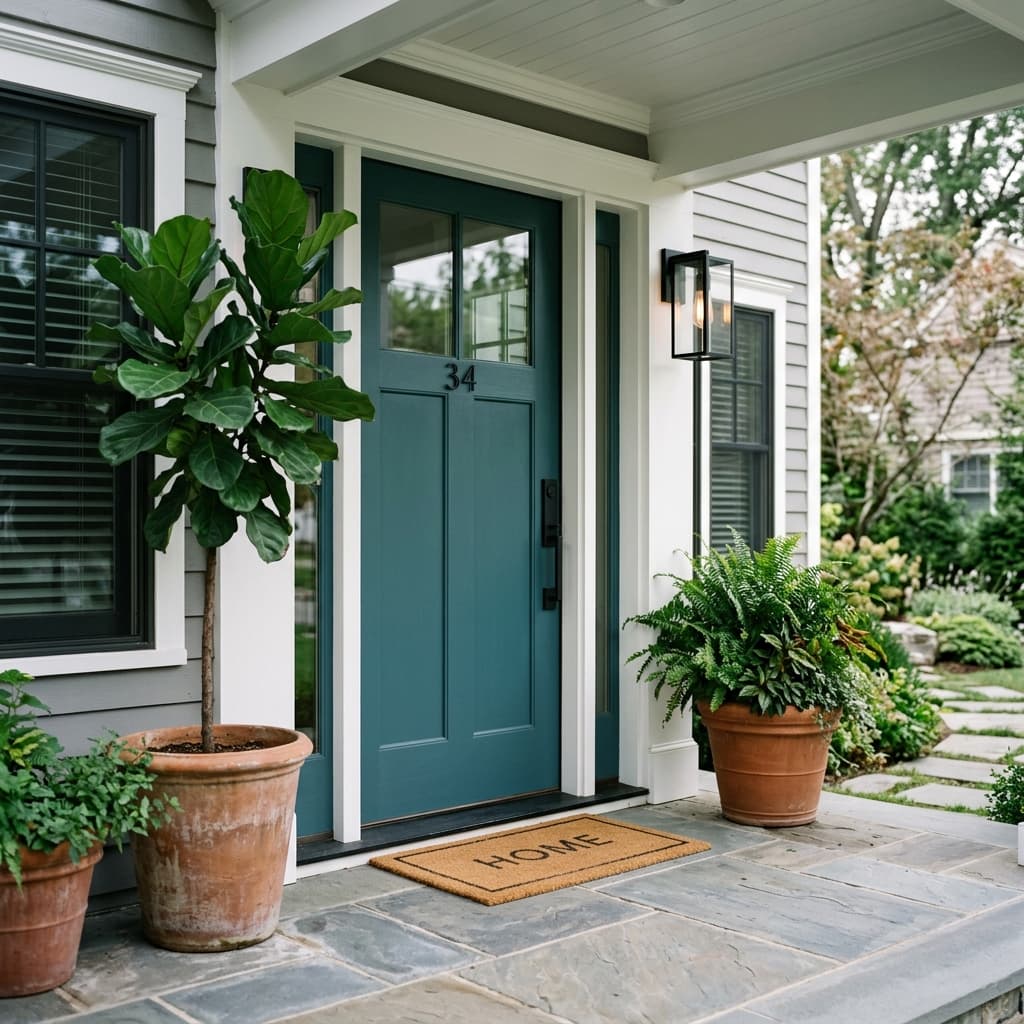 Luxury Teal Front Door Makeover