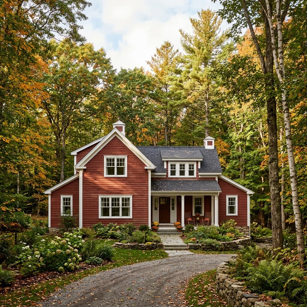 Rustic Red Siding with White Trim