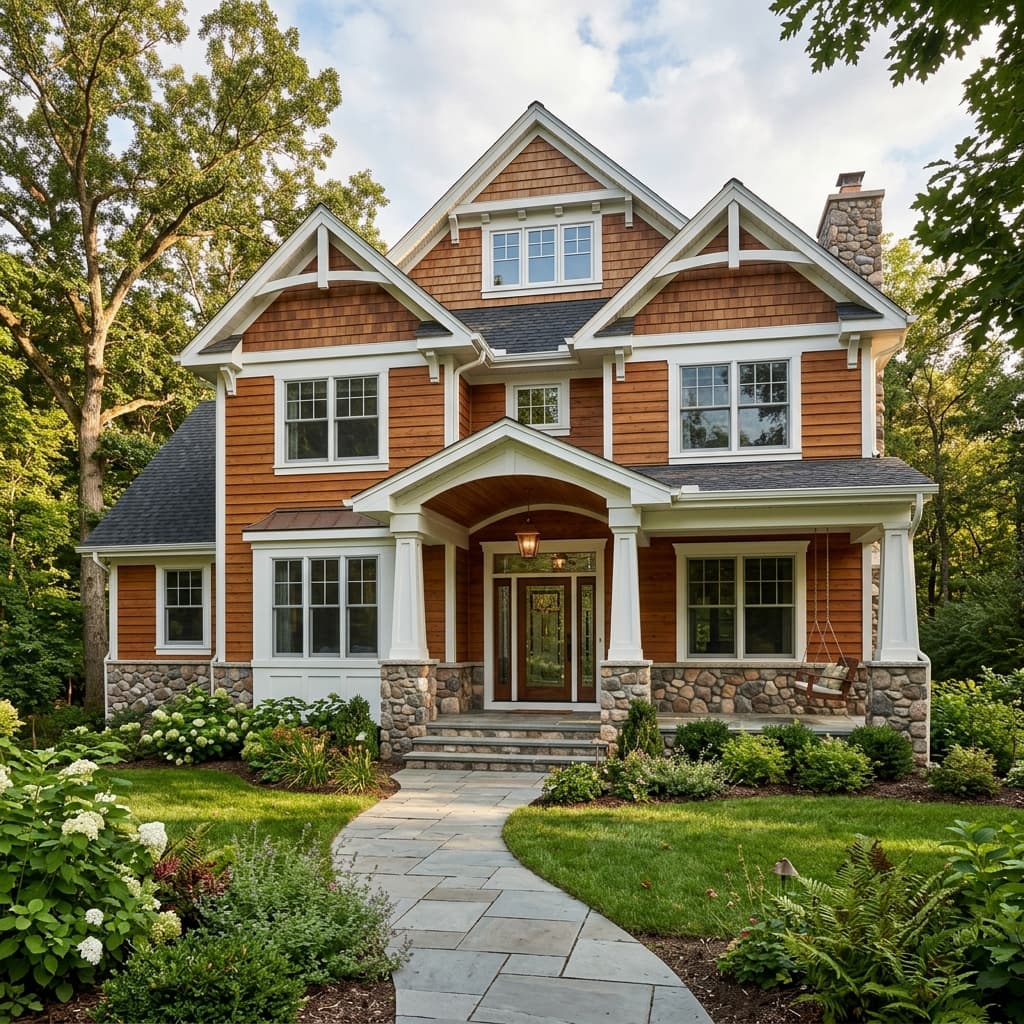 Engineered wood siding craftsman home