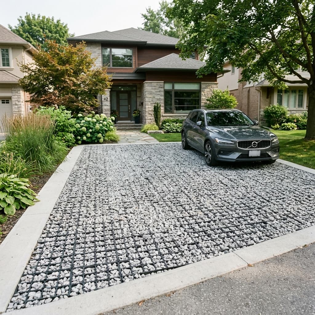 TrueGrid permeable paver gravel driveway