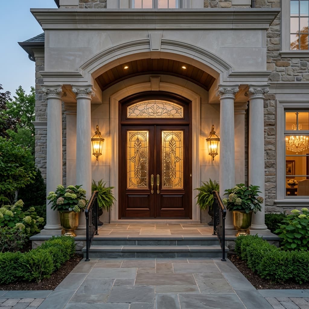 A beautiful home showcasing Double Doors with Glass