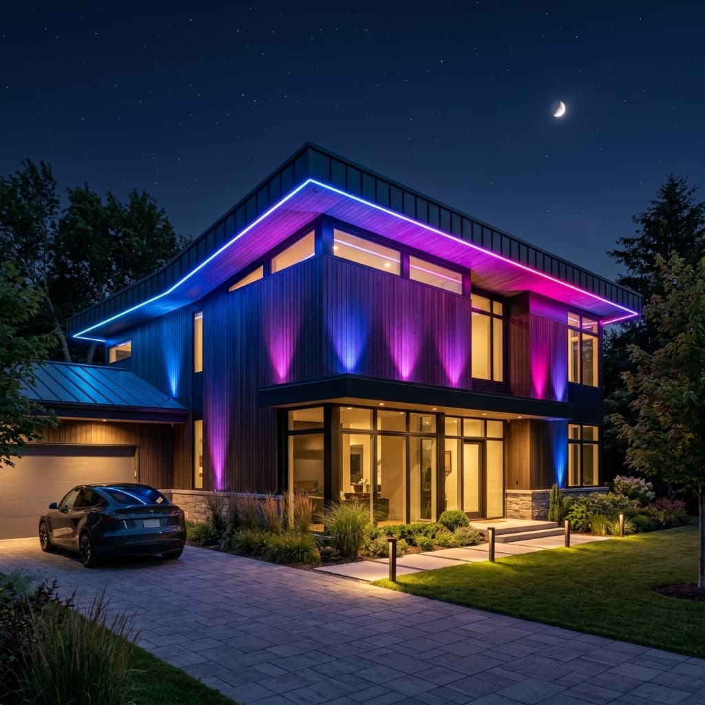A beautiful home showcasing Govee Outdoor Lights