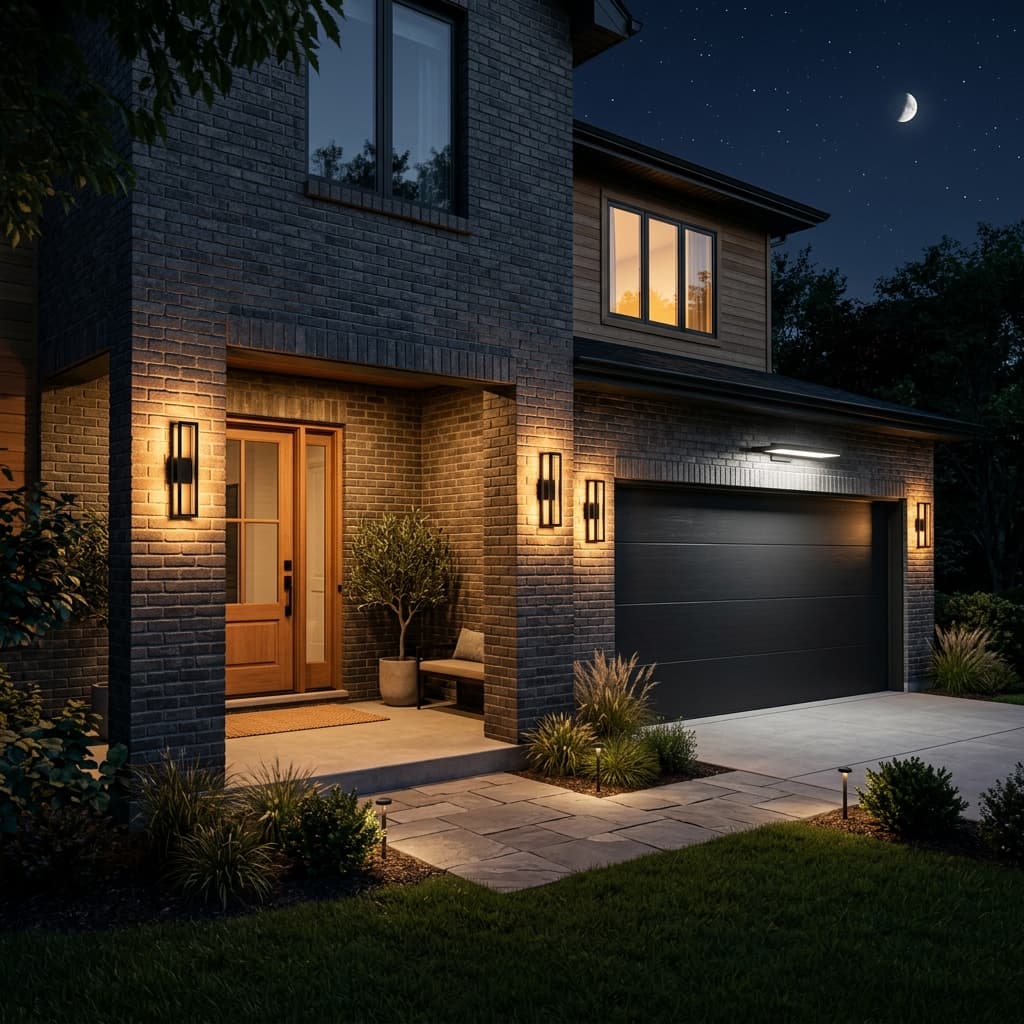 A beautiful home showcasing Smart Exterior House Lighting