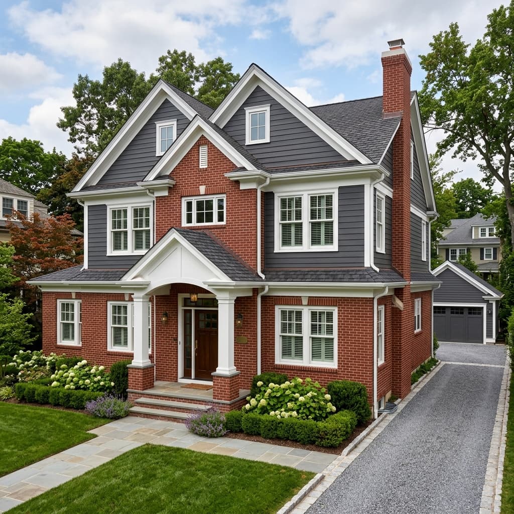 A beautiful home showcasing Best Color for Red Brick
