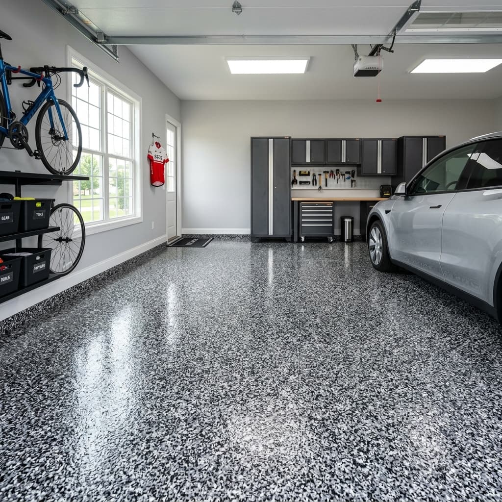 A beautiful home showcasing Black and White Flake