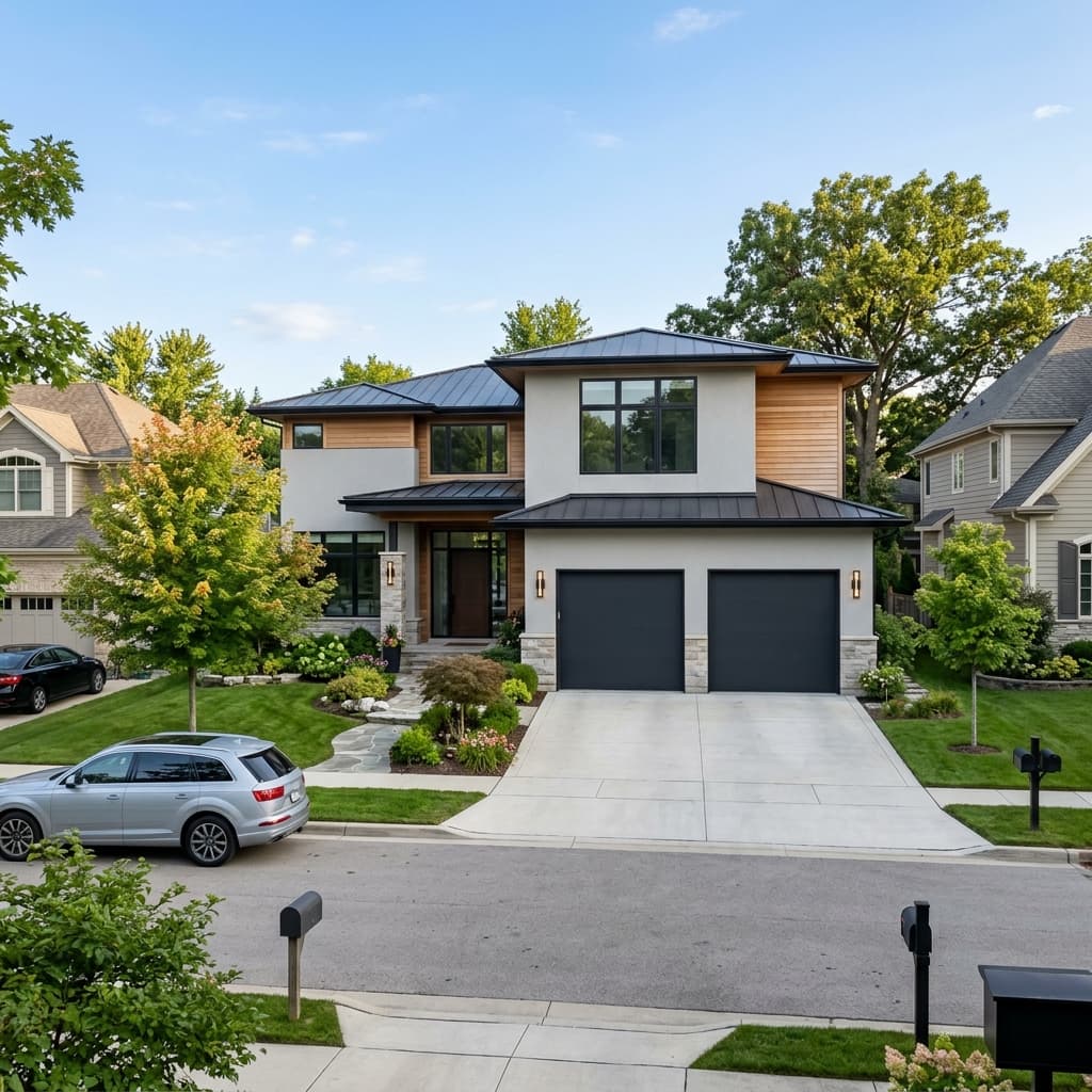 A beautiful home showcasing Flush Panel Modern